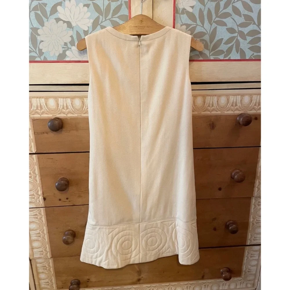 Vintage 1960s Pierre Cardin Space Age Geometric Print Beige Dress - Picture 2 of 11